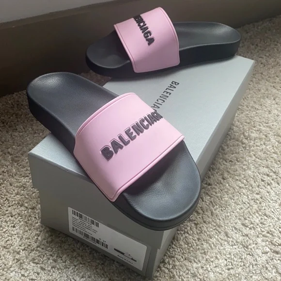 Balenciaga Black and Pink Slide Sandals Balenciaga | Shoes | Balenciaga Pink And Black Sandals  main image 4